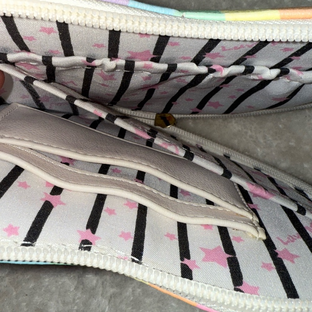 Luv Betsey by Betsey Johnson Pastel Rainbow Striped Heart Wristlet Clutch - Picture 5 of 5